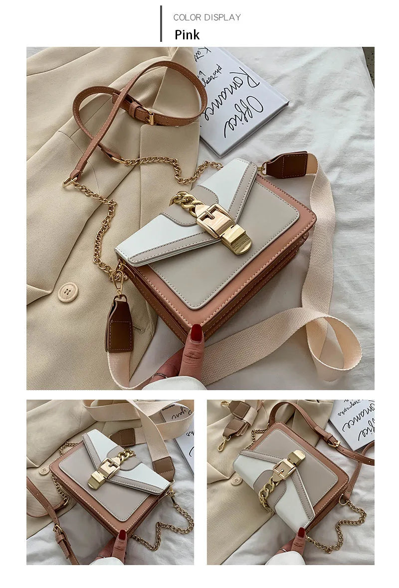 Yogodlns Small Summer Contrast Color PU Leather Crossbody Bags For Women New  Chain Shoulder Messenger Handbags Lady Hand Bag