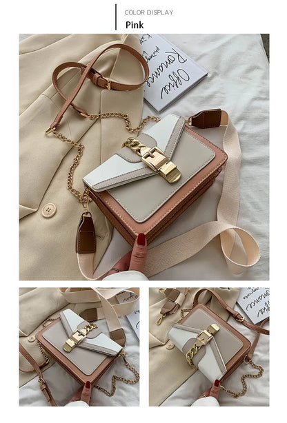 Yogodlns Small Summer Contrast Color PU Leather Crossbody Bags For Women New  Chain Shoulder Messenger Handbags Lady Hand Bag