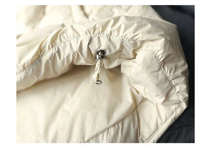 Schinteon Women Japanese Style Jacket Over Size White Duck Down Coat Loose Warm Autumn Winter Casual Outwear Top Quality