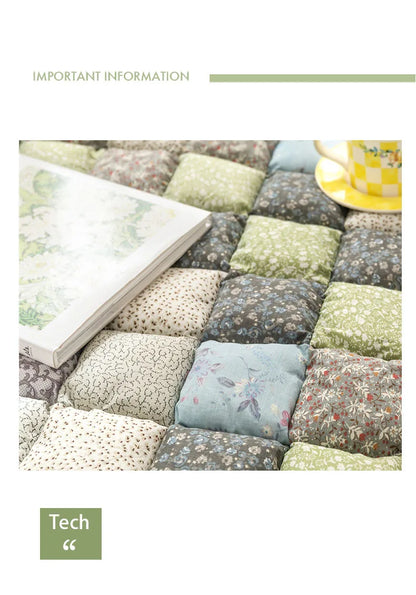 Large Thick Cotton Quilted Rugs for Living Room Anti Slip Bedroom Bedside Carpet Rugs Winter Warm Floral Print Tatami Floor Mats