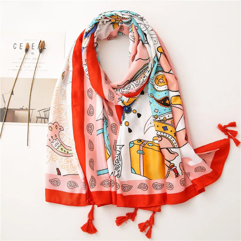 2020 New Fashion Print Summer Women cotton Scarf Polka Dot Beach Hijab Shawls and Wraps Female Foulard Echarpe Designer Bandana