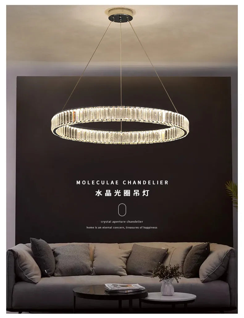 Modern Luxury Led Dimmable Pendant Lights Lustre Living Room Chandelier Lamp Fixtures Foyer Shiny Steel  Luminarias Light