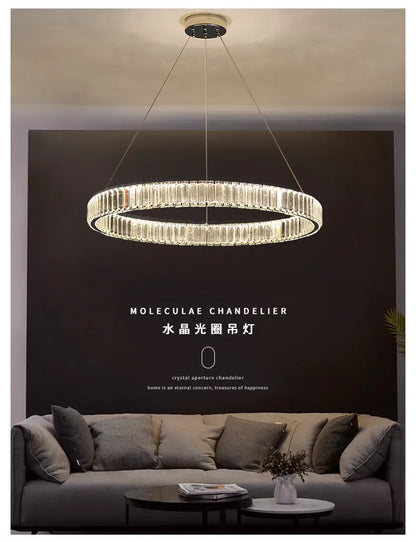Modern Luxury Led Dimmable Pendant Lights Lustre Living Room Chandelier Lamp Fixtures Foyer Shiny Steel  Luminarias Light