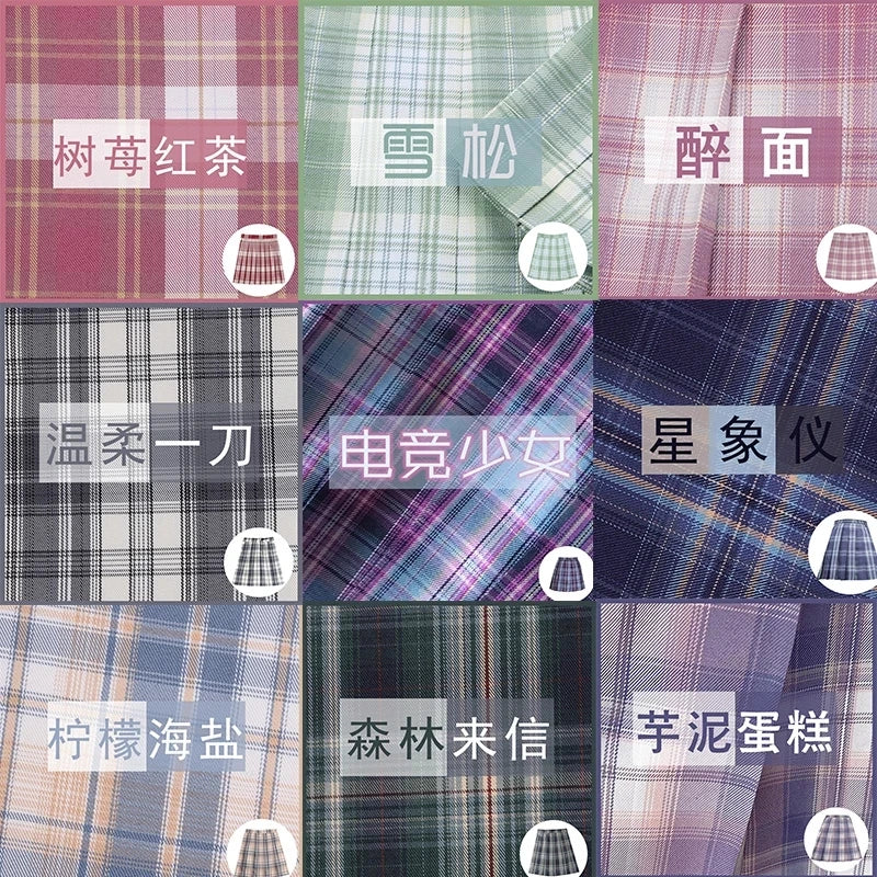 School Girl Uniform Pleated Skirts Japanese School Uniform High Waist A-Line Plaid Skirt Sexy JK Uniforms for Woman Full set