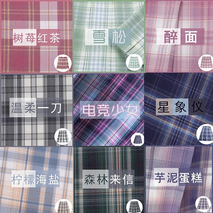 School Girl Uniform Pleated Skirts Japanese School Uniform High Waist A-Line Plaid Skirt Sexy JK Uniforms for Woman Full set