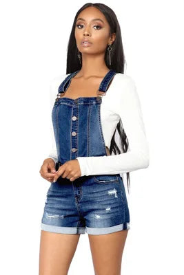 Women Summer Denim Bib Overalls Jeans Shorts Jumpsuits and Rompers Playsuit
