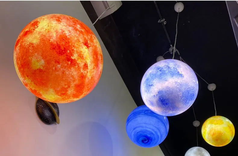 Planet Pendant Lights Sun Earth Moon Novelty Creative Atmosphere Light  Hanging Lamp Bedroom Home Decoration Hallway Luminaire