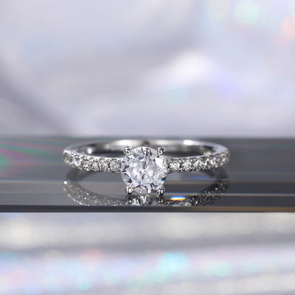 Huitan Wedding Band Eternity Rings Women Brilliant Round Zirconia Luxury Engagement Rings Thin Elegant Female Jewelry Drop Ship