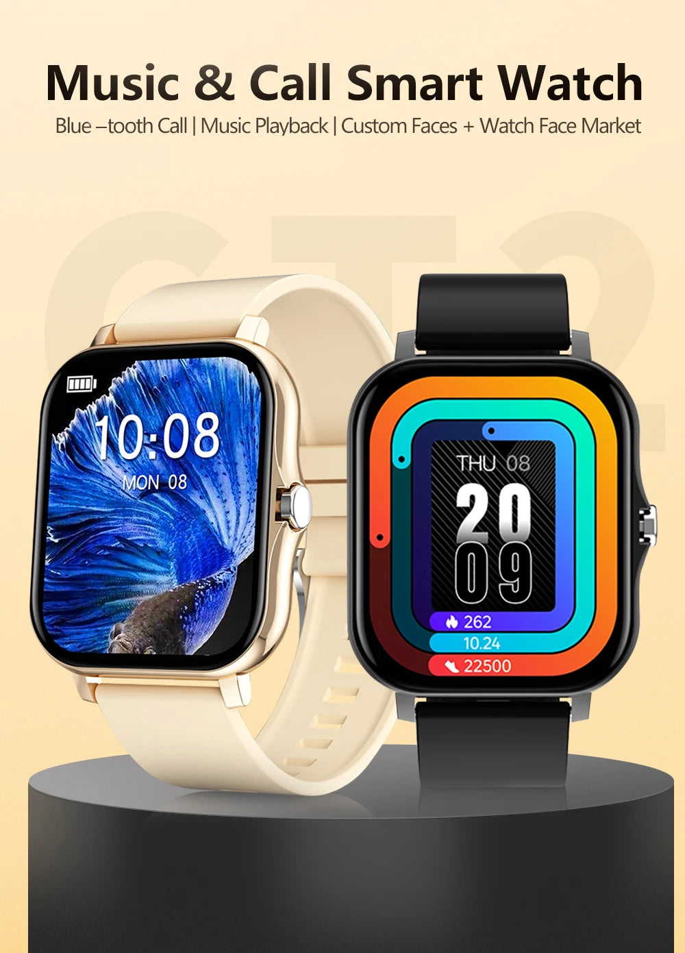New Smart Watch Android IOS Phone 1.44 Inch Color Screen Bluetooth Call Blood Oxygen/Pressure Monitoring Smart Watch Women Men