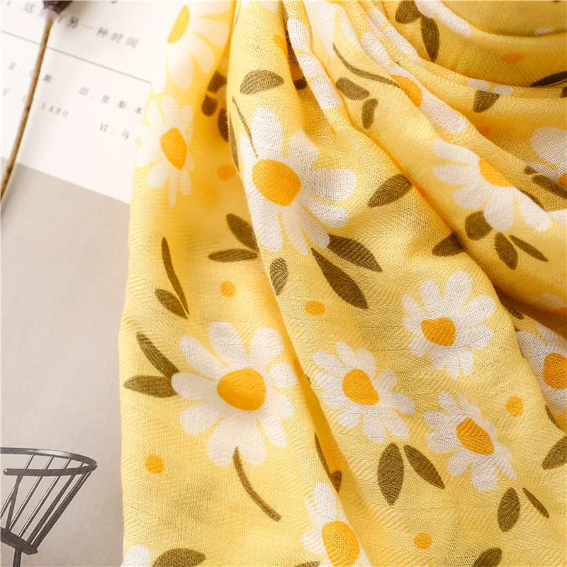 2026 Luxury Brand Ink Painting Floral Tassel Viscose Shawl Scarf Lady High Quality Pashmina Hijab and Wraps Foulard Muslim Sjaal