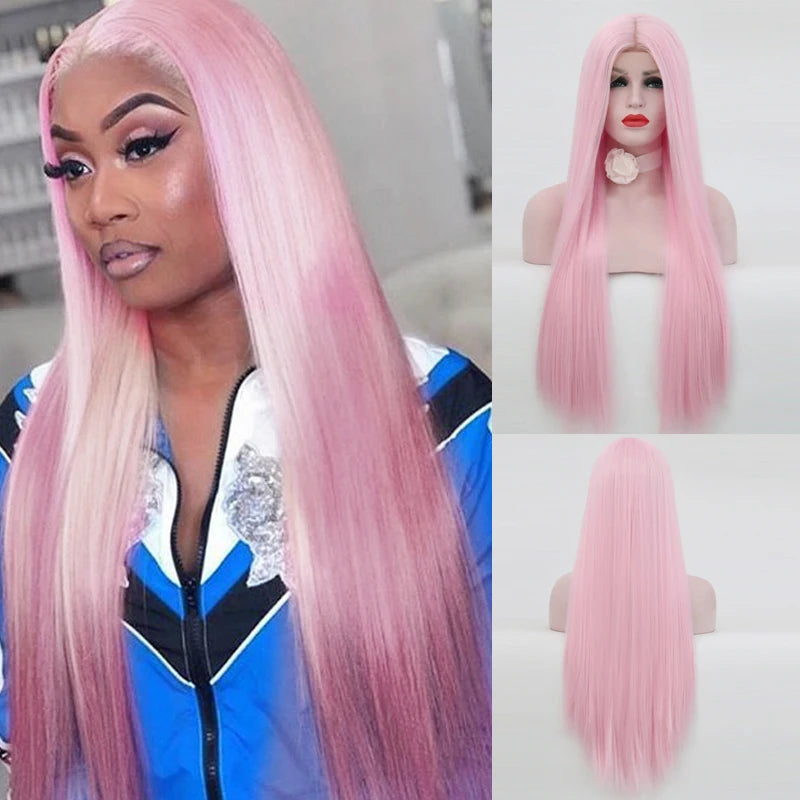 Charisma Blond Wigs Synthetic Lace Front Wig Long Silky Straight Lace Front Wig Heat Resistant Fiber Hair Cosplay Wigs For Women