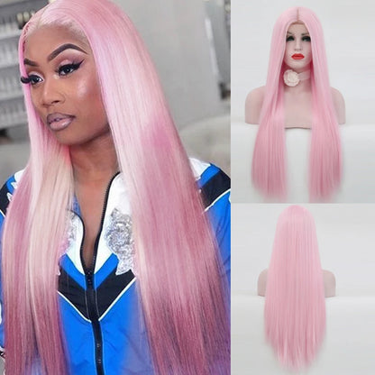 Charisma Blond Wigs Synthetic Lace Front Wig Long Silky Straight Lace Front Wig Heat Resistant Fiber Hair Cosplay Wigs For Women