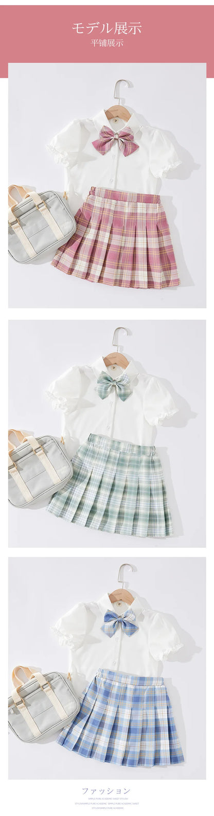 Kid Pink JK Sailor Dress 3PCS Girl Japanese Korean Orthodox School Uniform Cute Pleated Skirt Short Sleeve Kawaii Suit Anime COS