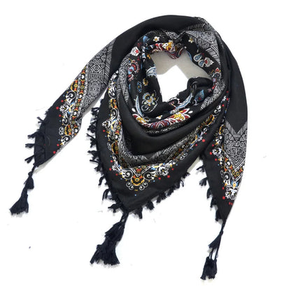 Scarf Winter Women Ladies Bohemian Print Shawl Russian Ethnic Wraps Tassel Scarves Bufanda Mujer Foulard Femme Square