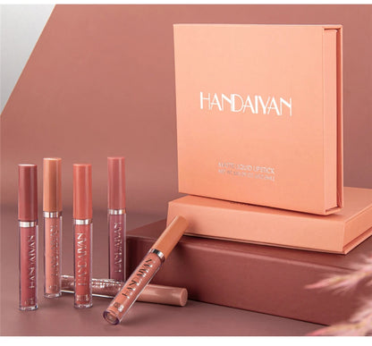 6Pcs/Box Makeup Lipstick Liquid Set Velvet Matte Gloss Lip Red Lipstick Nude Women Long Lasting Waterproof Beauty Cosmetic Kit