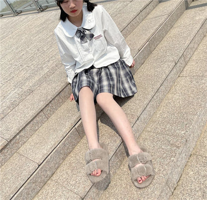 Slippers Ladies Summer Fluffy Mink Fur Slippers 100% Mink Fur Slippers Ladies Sandals 2021 Home Slippers Girls Outdoor Slippers