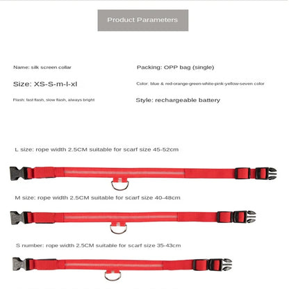 USB Rechargeable Pet Dog LED Glowing Collar Luminous Flashing Necklace Outdoor Walking Night Safety Supplies
