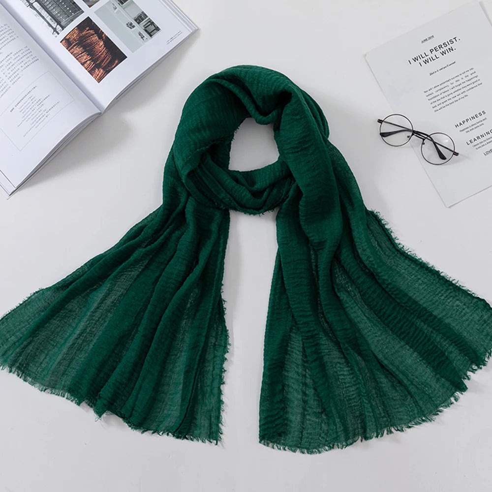 2026 Muslim Fashion Women Crinkle Hijab Scarf Soft Solid Head Scarves Turban Shawls and Wraps Hijab femme musulman kopftuch