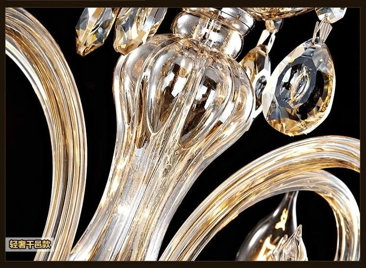 Large 18/24/30 Lights Modern Big Lustres 100% K9 Crystal Luxury Home Decoration Transparent/Amber/Gold/Cognic Villa Chandelier