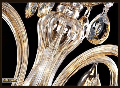 Large 18/24/30 Lights Modern Big Lustres 100% K9 Crystal Luxury Home Decoration Transparent/Amber/Gold/Cognic Villa Chandelier