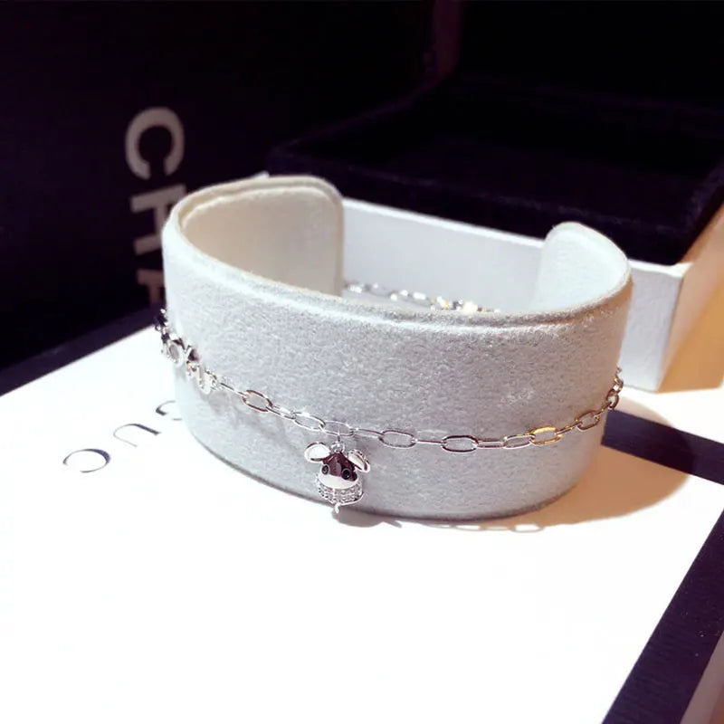 Korean Fashion Exquisite Luxury Lady Bracelets Buckle AAA Top Quality Bangles Shine Women Trend Charm Jewelry Romantic Pendant