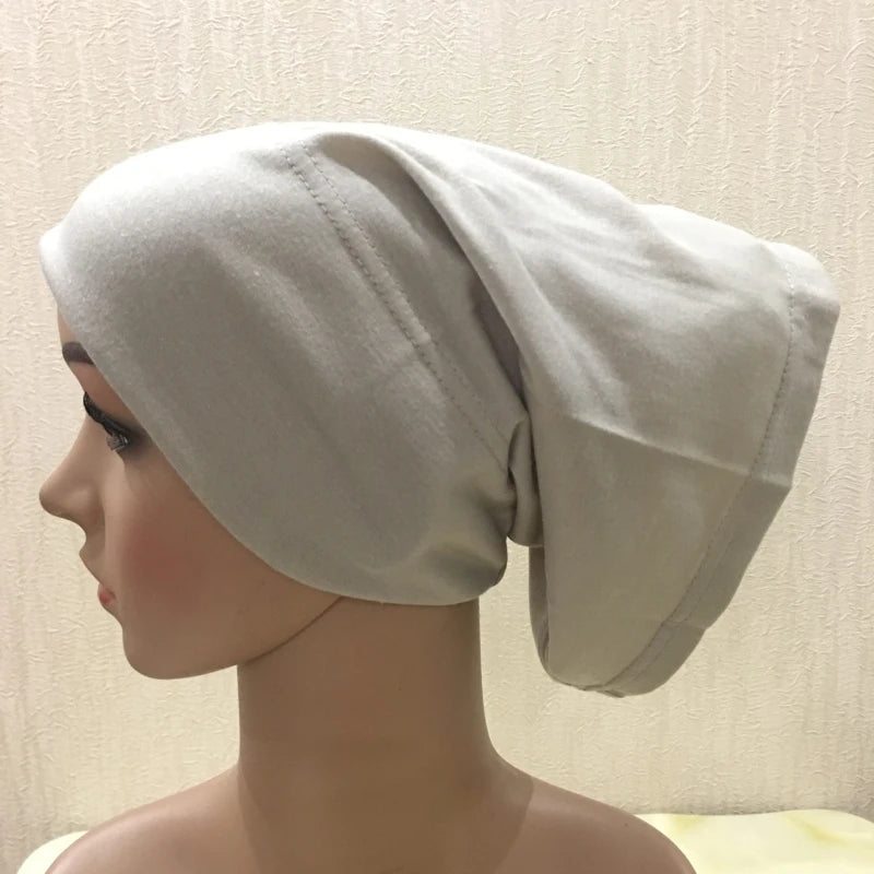 H065 plain tube hats Muslim Turban Pure Color Stretch Inner Hijabs For Caps Ready To Wear Women Head Scarf Under Hijab Bonnet