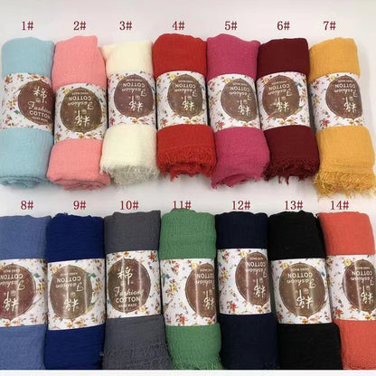 2026 Muslim Fashion Women Crinkle Hijab Scarf Soft Solid Head Scarves Turban Shawls and Wraps Hijab femme musulman kopftuch
