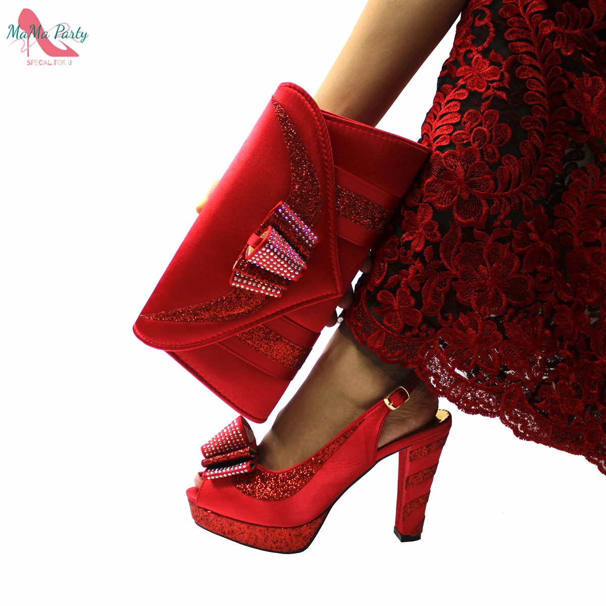 2024 High Quality Fashion Nigerian Women Shoes Matching Bag Set in Royal Blue Color Specials Design with Appliques for Party