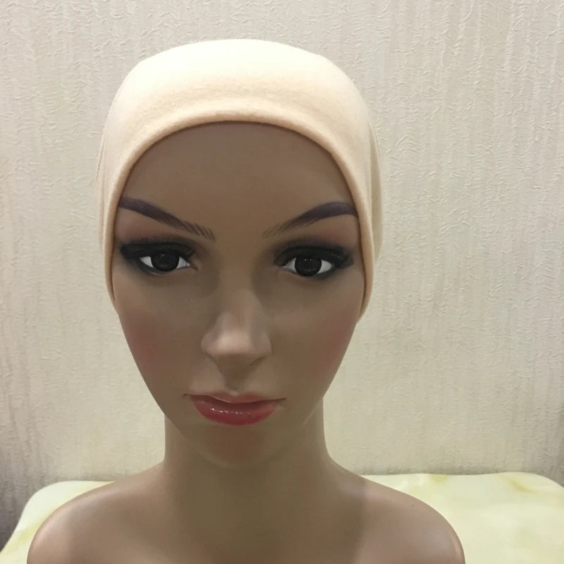 H065 plain tube hats Muslim Turban Pure Color Stretch Inner Hijabs For Caps Ready To Wear Women Head Scarf Under Hijab Bonnet
