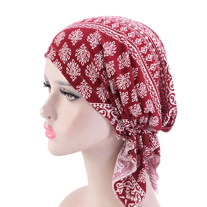 2020 NEW Fashion Women Flower Muslim Ruffle Cancer Chemo Hat Beanie Scarf Turban Head Wrap Cap Printed Headwear Lady Hats