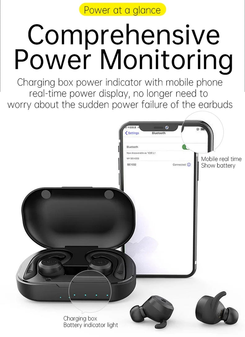 20 Hours Play Time Swimming Waterproof Bluetooth Earphone Dual Wear Style Sport Wireless Headset TWS IPX7 Earbuds Stereo