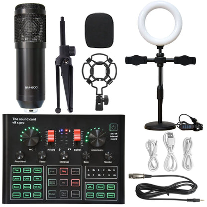V9XPro Sound Card Studio Mixer Noise Reduction Portable Microphone Voice BM800 Live Broadcast for Phone Computer Record V9X Pro