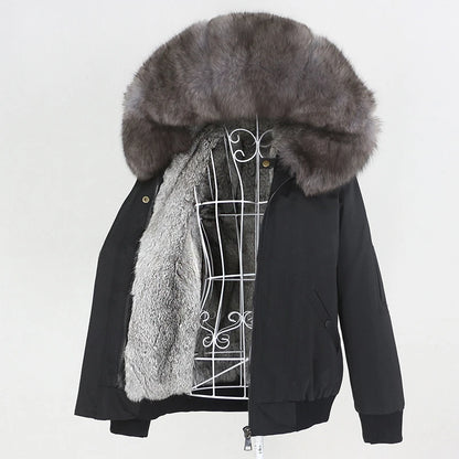 OFTBUY Waterproof Men Bomber Parka Winter Jacket Natural Real Raccoon Fox Fur Coat Collar Hooded Rabbit Liner Streetwear
