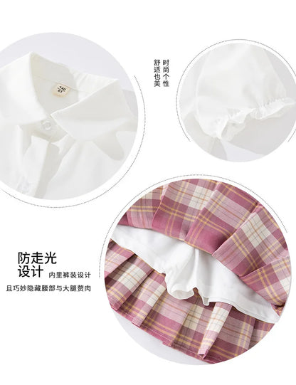 Kid Pink JK Sailor Dress 3PCS Girl Japanese Korean Orthodox School Uniform Cute Pleated Skirt Short Sleeve Kawaii Suit Anime COS