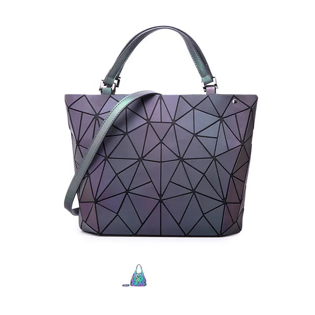 Ladies Luminous Bag Geometric Bags for Women 2024 Quilted Shoulder Bags Laser Plain Folding Female Handbags Bolsa Feminina