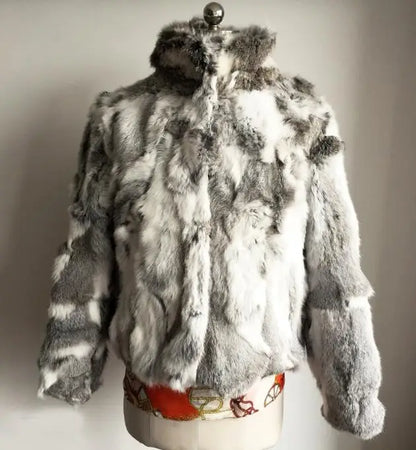 2023 New Women Real Rabbit Fur Mandarin Collar Coat Natural Pure Genuine Whole Skin Fur Jacket Full Pelt Fur Customize WSR61