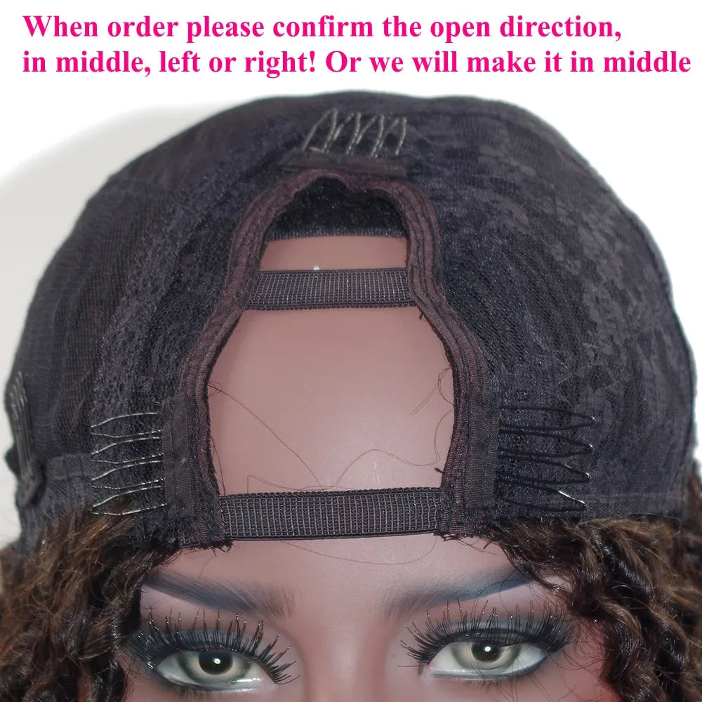 Chocolate Brown 100% Human Hair Cheap Machine Made 1x4 V Part Wig for Black Women Soft Remy Indian Hair U Part Wig 200 Density