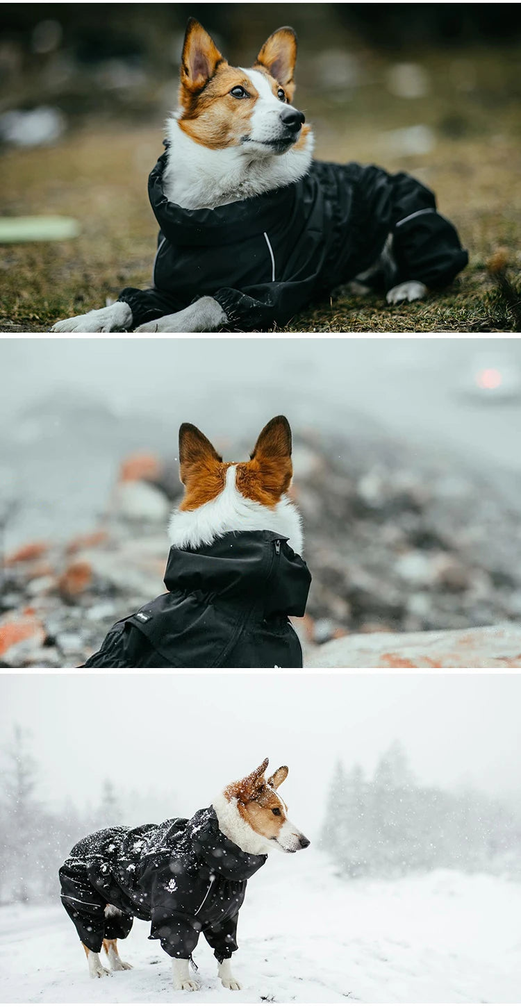Waterproof Pet Dog Outdoor Jacket Clothes Winter Warm Coat  Big Jumpsuit Reflective Raincoat For Small Medium Large Dogs