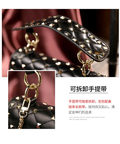 2026 New Fashion Women Sheepskin Leather Rivet Handbags Chain Bag Designer Shoulder Bags Luxury Woman Messenger Bags