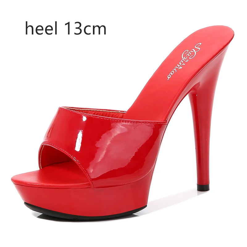 Women Shoes Sandals 2020 Summer Outside Slippers High Heels 9cm sexy High Platform Open Toe Stiletto Ladies Slides Party shoes