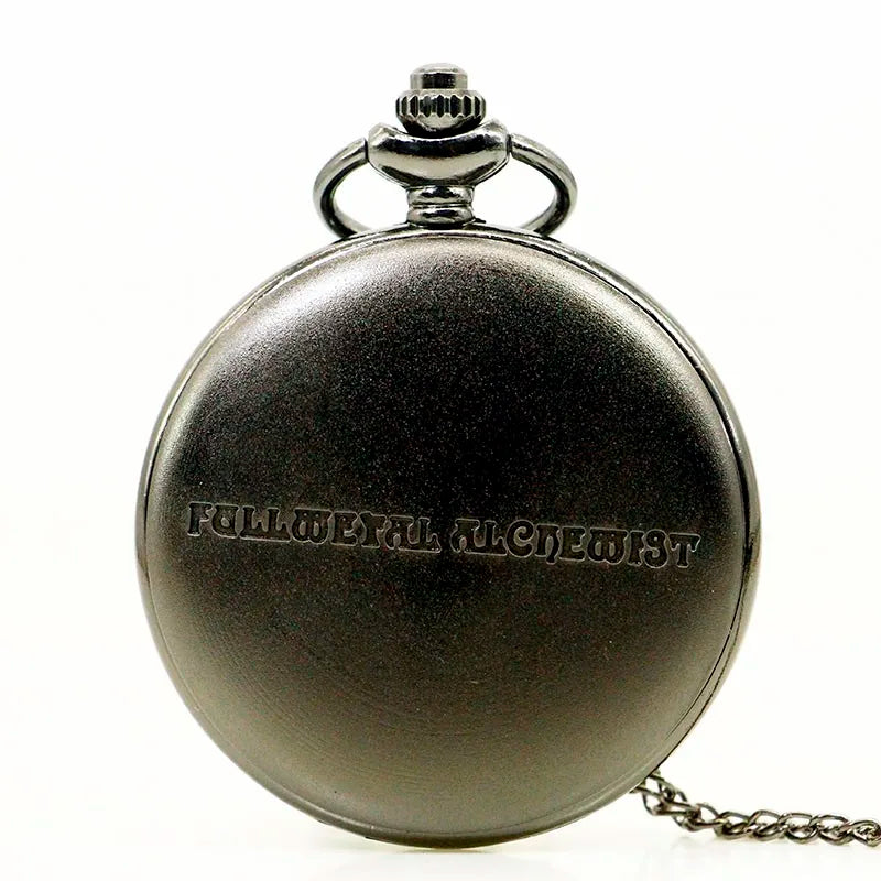 Vintage FullMetal Alchemist Edward Elric Cosplay Pocket watch Dull Polish Brown Hollow Men's Quartz Pocket Watch