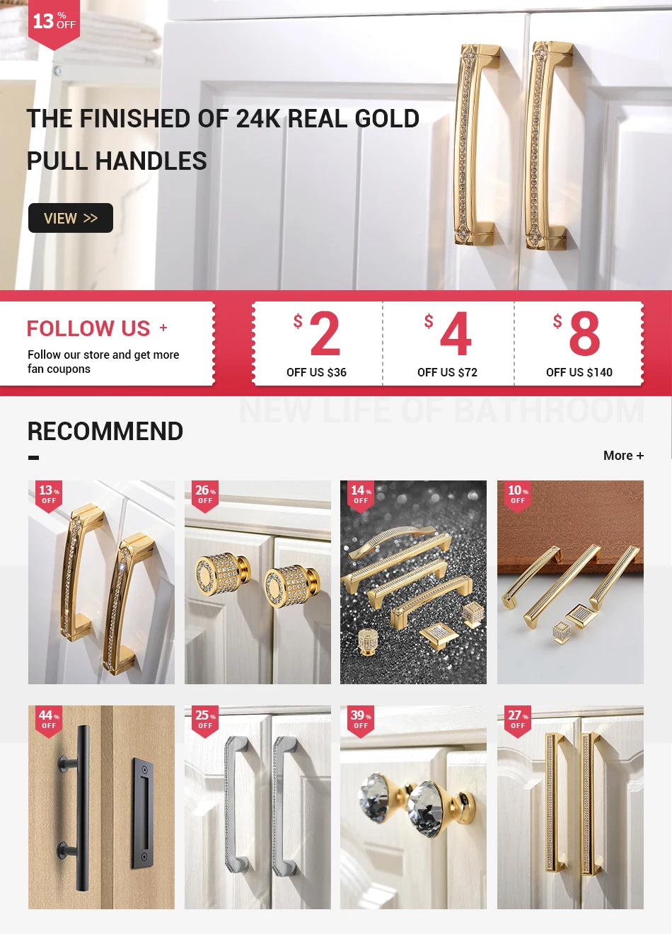 Crystal Drawer Pull Handles Diamond Sliver Wine Wardrobe Decotation Furniture Dresser Kitchen Cupboard Cabinet Knobs Gold Chrome