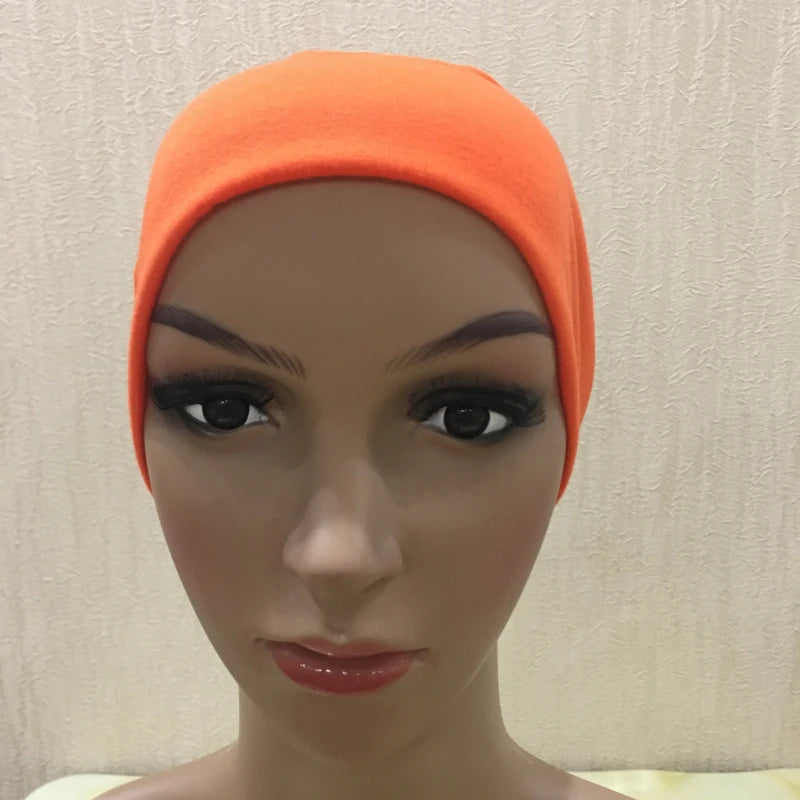 H065 plain tube hats Muslim Turban Pure Color Stretch Inner Hijabs For Caps Ready To Wear Women Head Scarf Under Hijab Bonnet