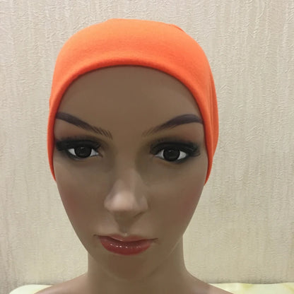 H065 plain tube hats Muslim Turban Pure Color Stretch Inner Hijabs For Caps Ready To Wear Women Head Scarf Under Hijab Bonnet