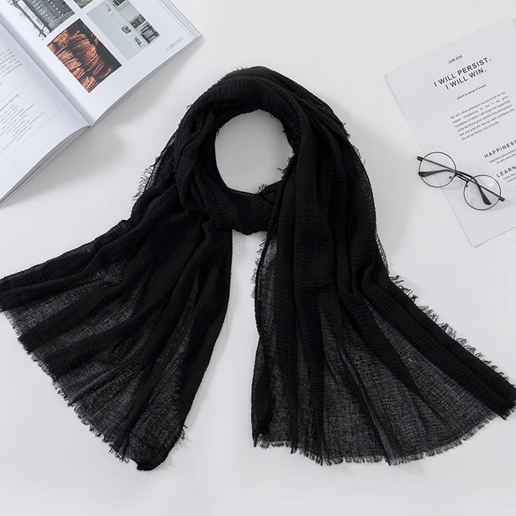 2026 Muslim Fashion Women Crinkle Hijab Scarf Soft Solid Head Scarves Turban Shawls and Wraps Hijab femme musulman kopftuch