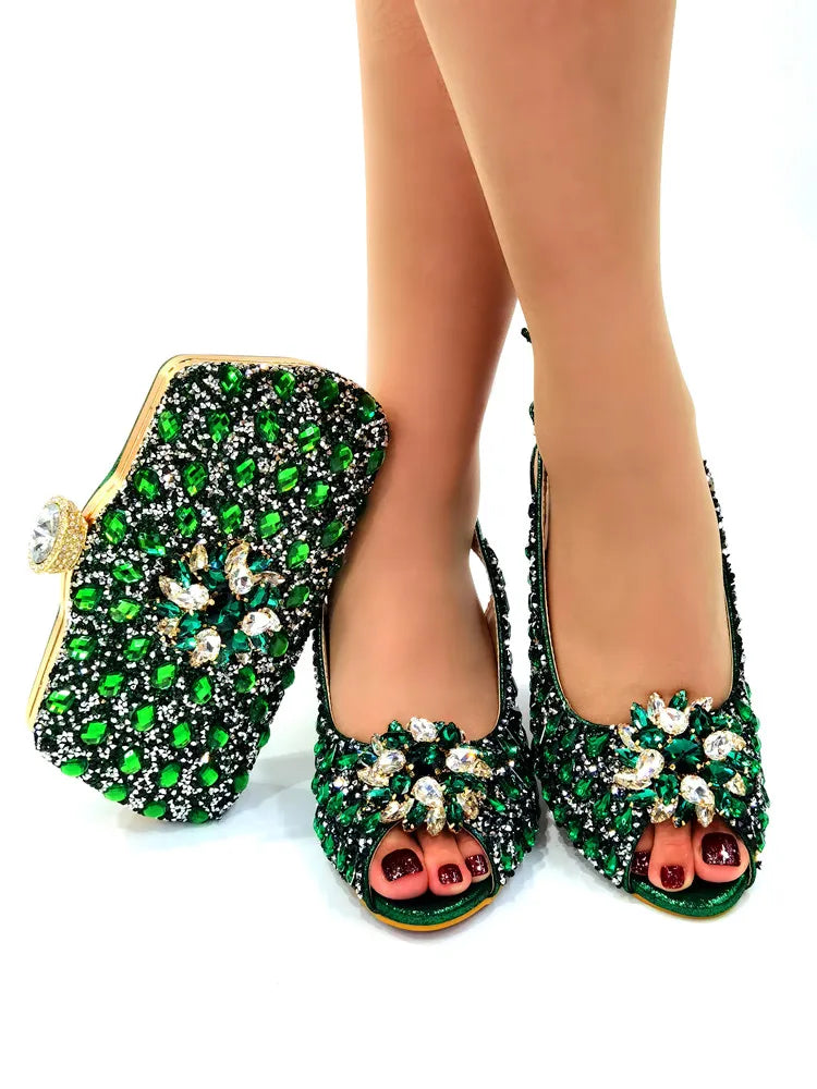 New Silver Color Nigerian Women's Shoes and Bags Party  African Fashion Shoes and Bags Wedding Shoes and Bags