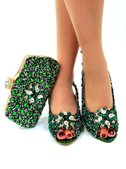 New Silver Color Nigerian Women's Shoes and Bags Party  African Fashion Shoes and Bags Wedding Shoes and Bags