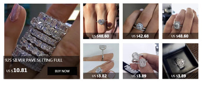 Luxury 925 Sterling SILVER Oval Square Simulated Diamond Rings Finger For Cocktail ENGAGEMENT WEDDING Women JEWELRY