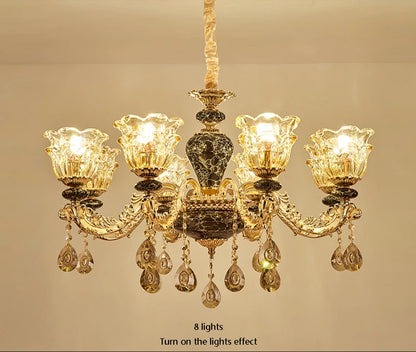 French Luxury Crystals Chandelier Living Room Bedroom Lamps Atmosphere Minimalist Ceramic Bedroom Crystal Lamp Villa Light Stair