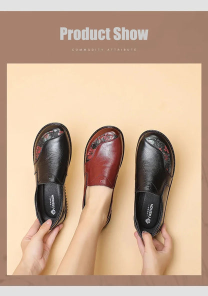 Genuine Leather Ballet Flats Shoes Women Vintage Luxury High Quality Loafers Women's Moccasins Casual Elegant Ladies Wide Shoes